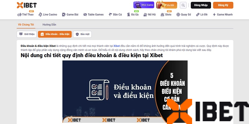 Giới thiệu trang điều khoản và điều kiện Xibet Giới thiệu trang điều khoản và điều kiện Xibet