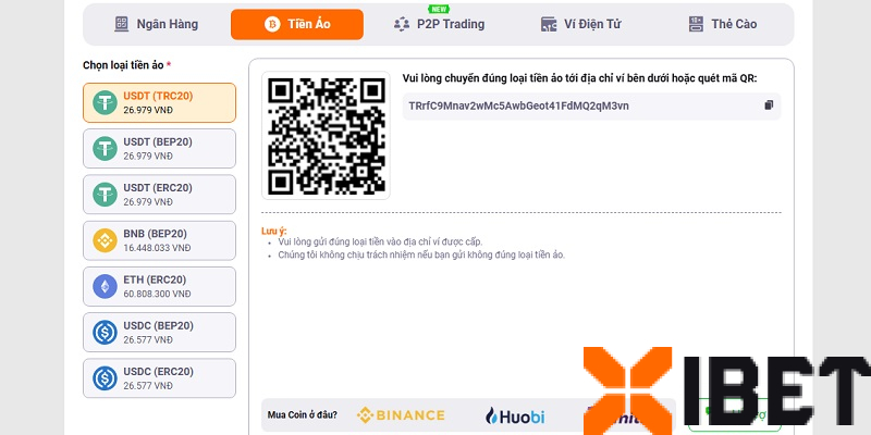 Hướng dẫn nạp tiền xibet từ A - Z